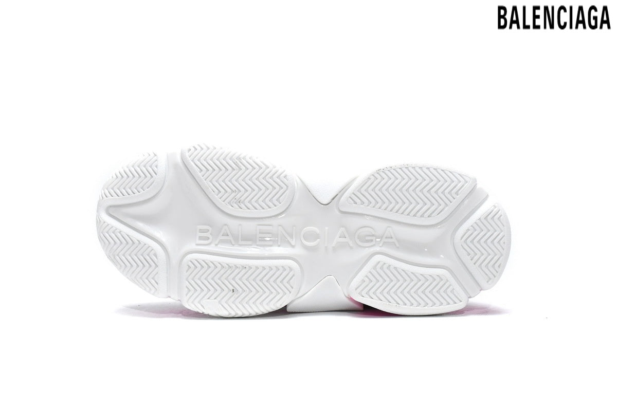 Balenciaga Triple S men's shoes  women sneakers – White & Pink
