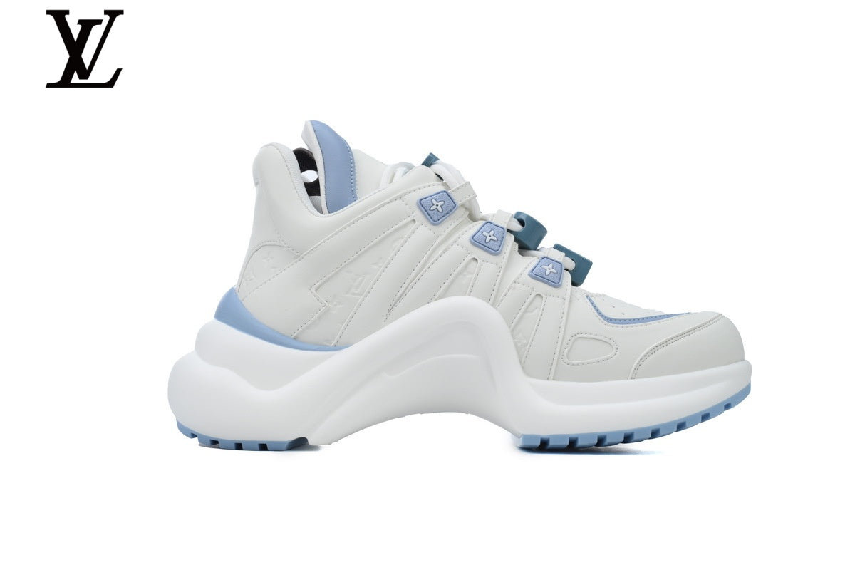 Louis Vuitton shoes for man  women Archlight Sneaker – White & Light Blue