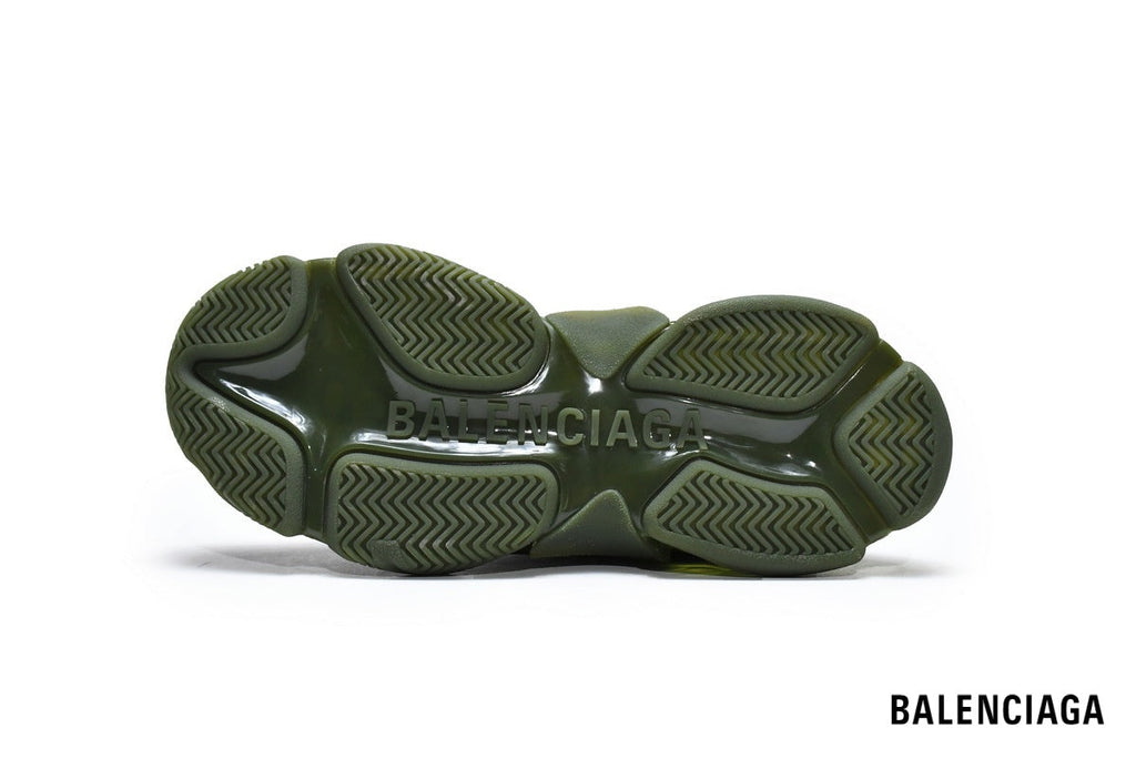 Balenciaga Triple S men's shoes  women sneakers – Olive Green & Clear Sole