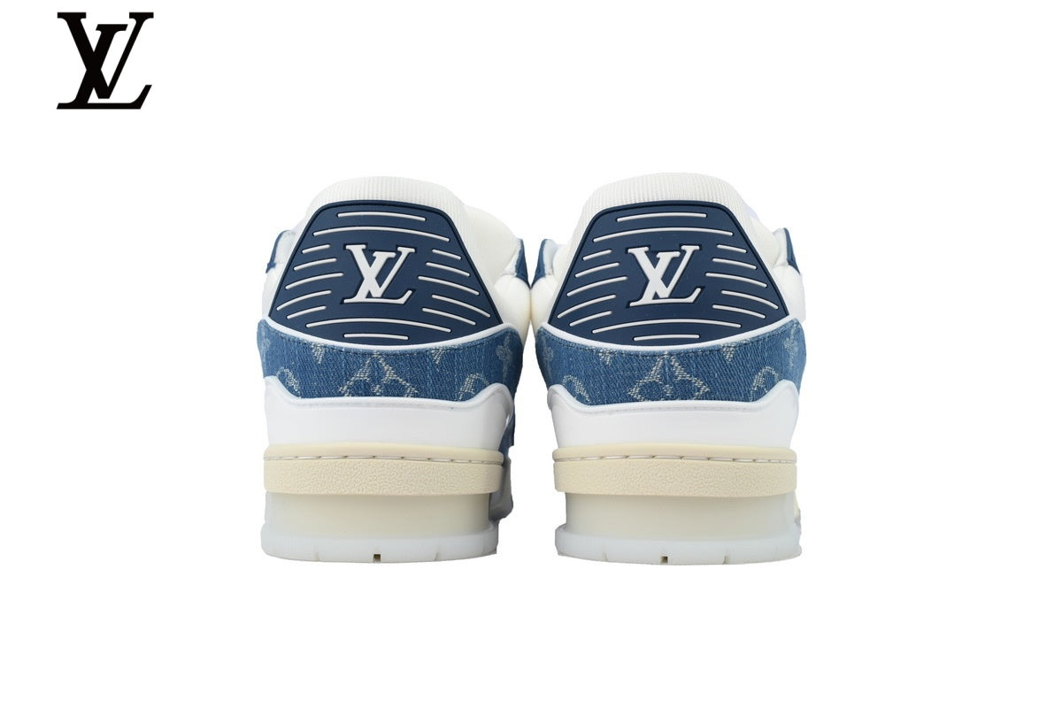 Louis Vuitton Trainer  shoes for man  women Sneaker – Blue Denim Monogram