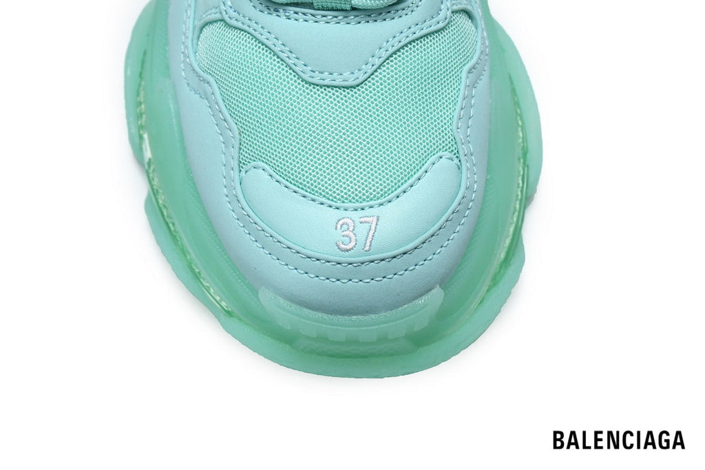 Balenciaga Triple S men's shoes  women sneakers – Mint Green & Clear Sole