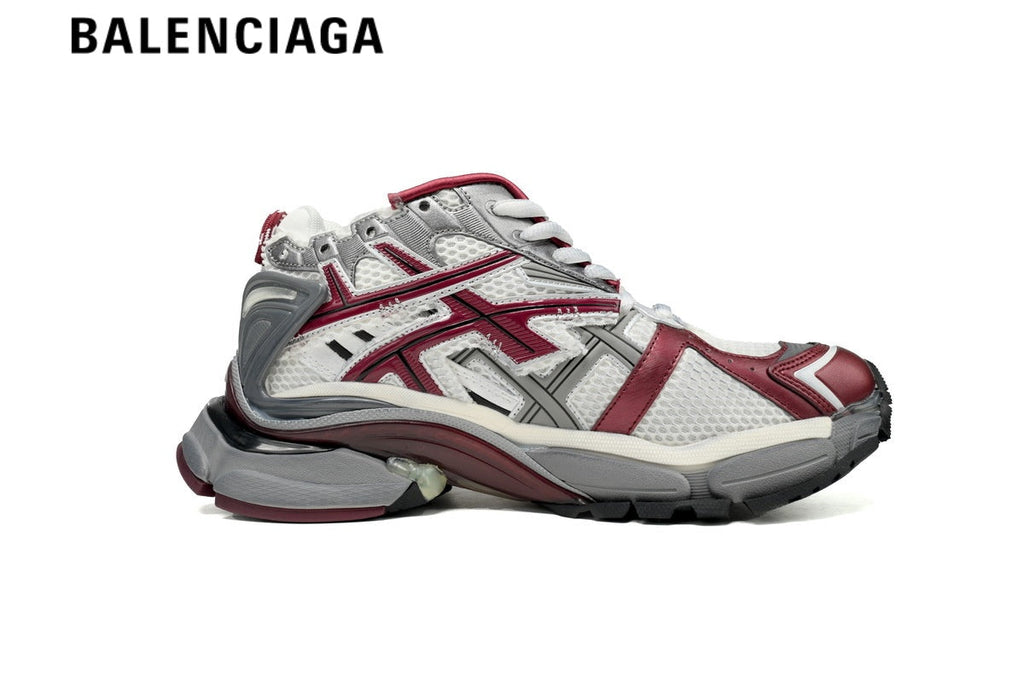 Balenciaga Runner men's shoes  women sneakers White Burgundy