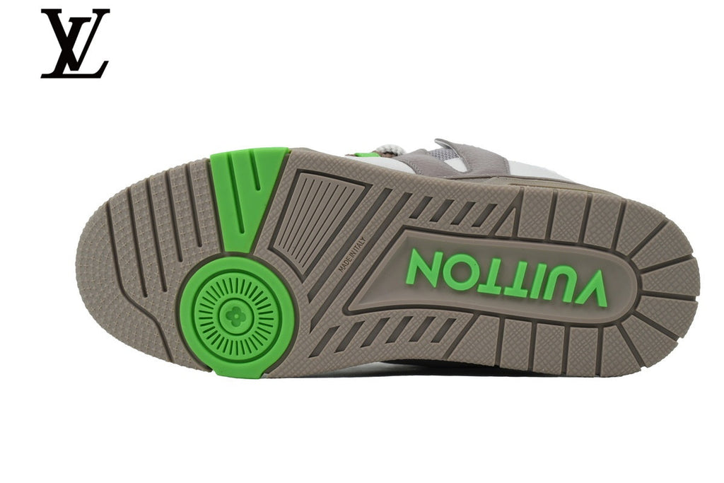 Louis Vuitton shoes for man  women Skate Sneakers – Grey, White & Green