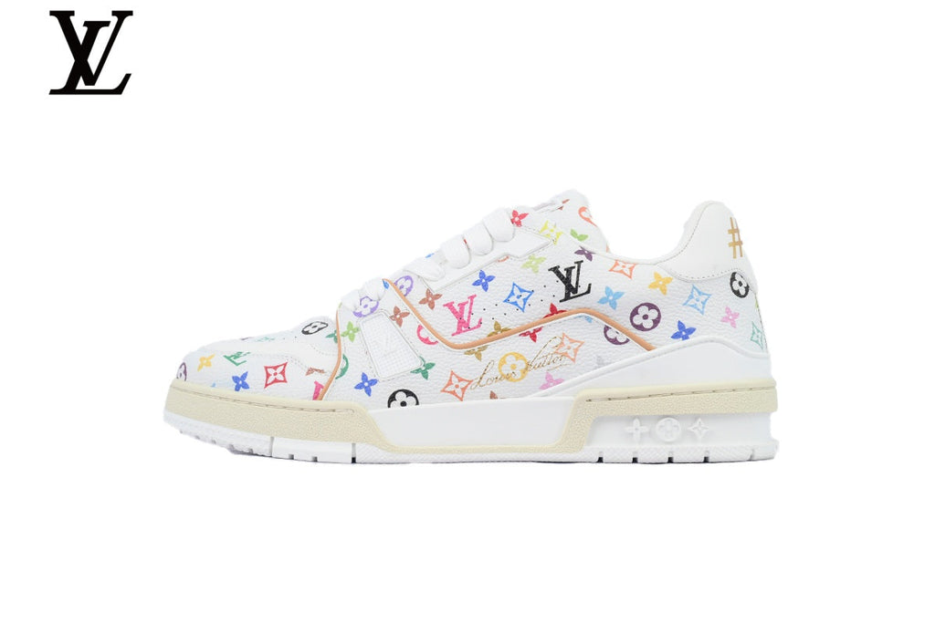 Louis Vuitton Trainer  shoes for man  women Sneaker – White Multicolor Monogram
