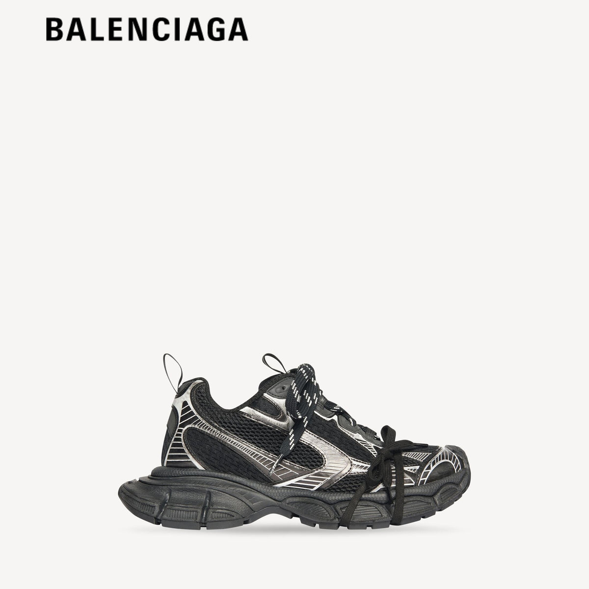 Balenciaga 3XL Extreme Laces men's shoes  women sneakers Black Silver