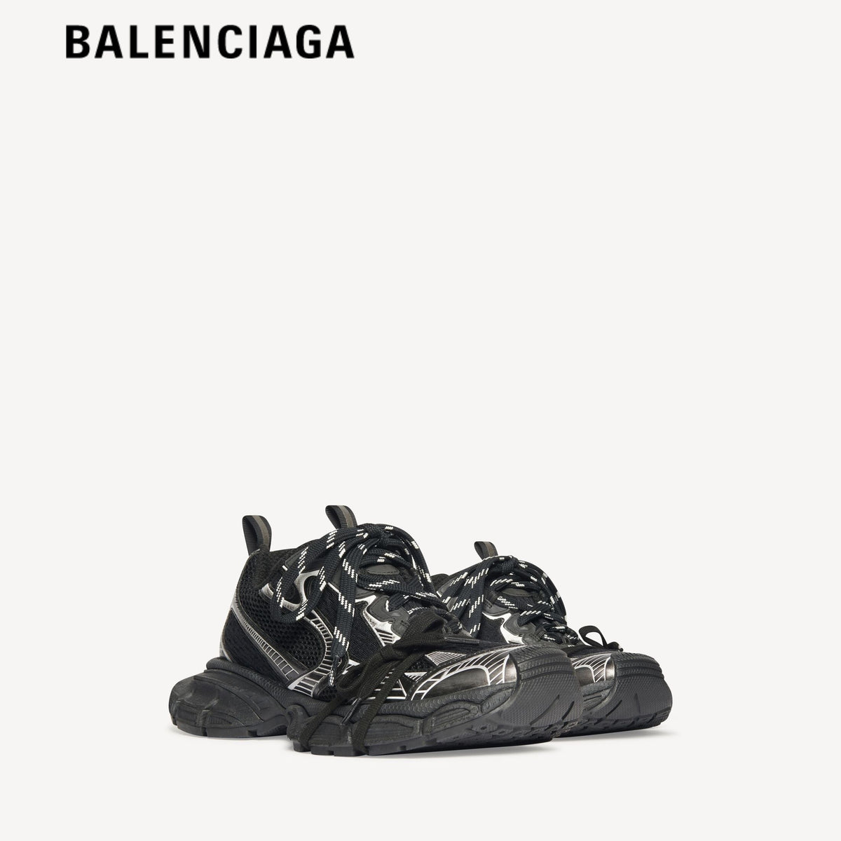 Balenciaga 3XL Extreme Laces men's shoes  women sneakers Black Silver