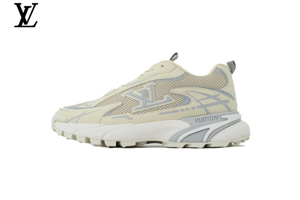 Louis Vuitton LV shoes for man  women Run Sneaker – Beige & Grey