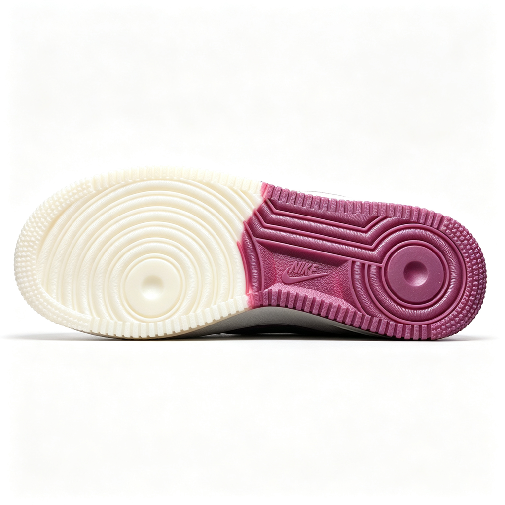 Nike Air Force 1 '07 Low Custom – Sail / Burgundy Double Swoosh & Gradient Outsole