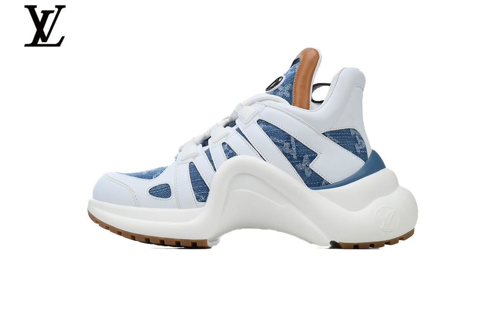 Louis Vuitton LV shoes for man  women Archlight Sneaker – White & Blue Denim