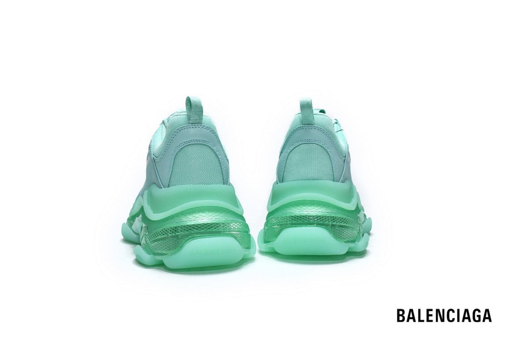 Balenciaga Triple S men's shoes  women sneakers – Mint Green & Clear Sole