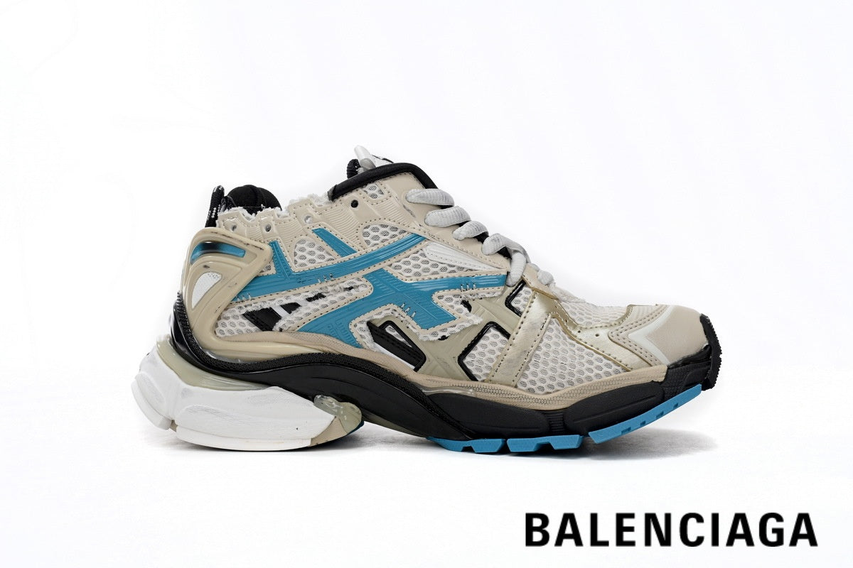 Balenciaga Runner men's shoes  women sneakers – Beige & Blue