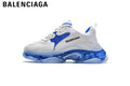 Balenciaga Triple S men's shoes  women sneakers — White / Blue