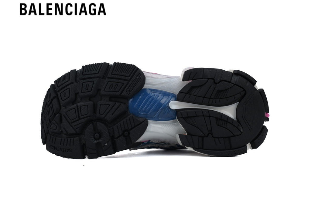 Balenciaga Runner men's shoes  women sneakers — White Mesh & Bright Pink Synthetic Overlays