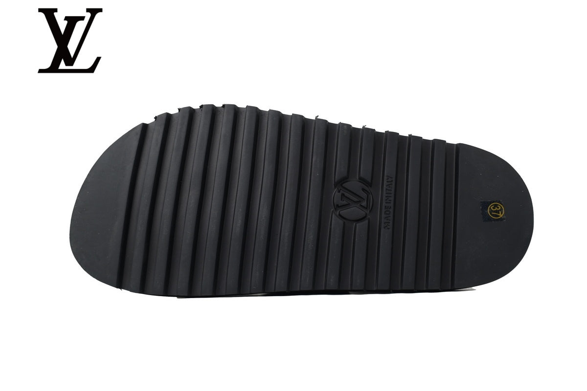 louis vuitton shoes for man  women Grey Monogram-Pattern Denim Mules | Sizes 35–46