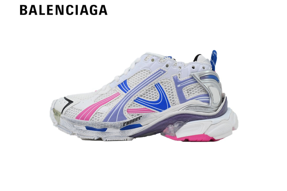 Balenciaga Runner men's shoes  women sneakers White Pink Purple