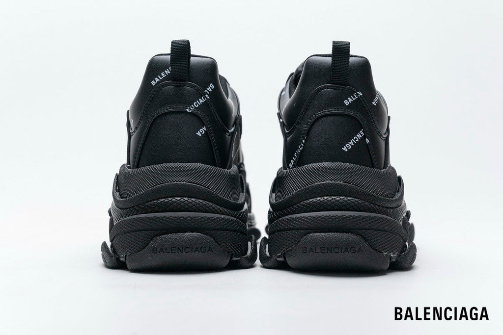 Balenciaga Triple S men's shoes  women sneakers – Black Allover Logo