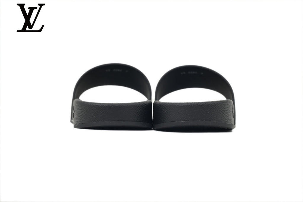 Louis Vuitton Monogram Slide Sandal – Black Canvas & Black Rubber Sole