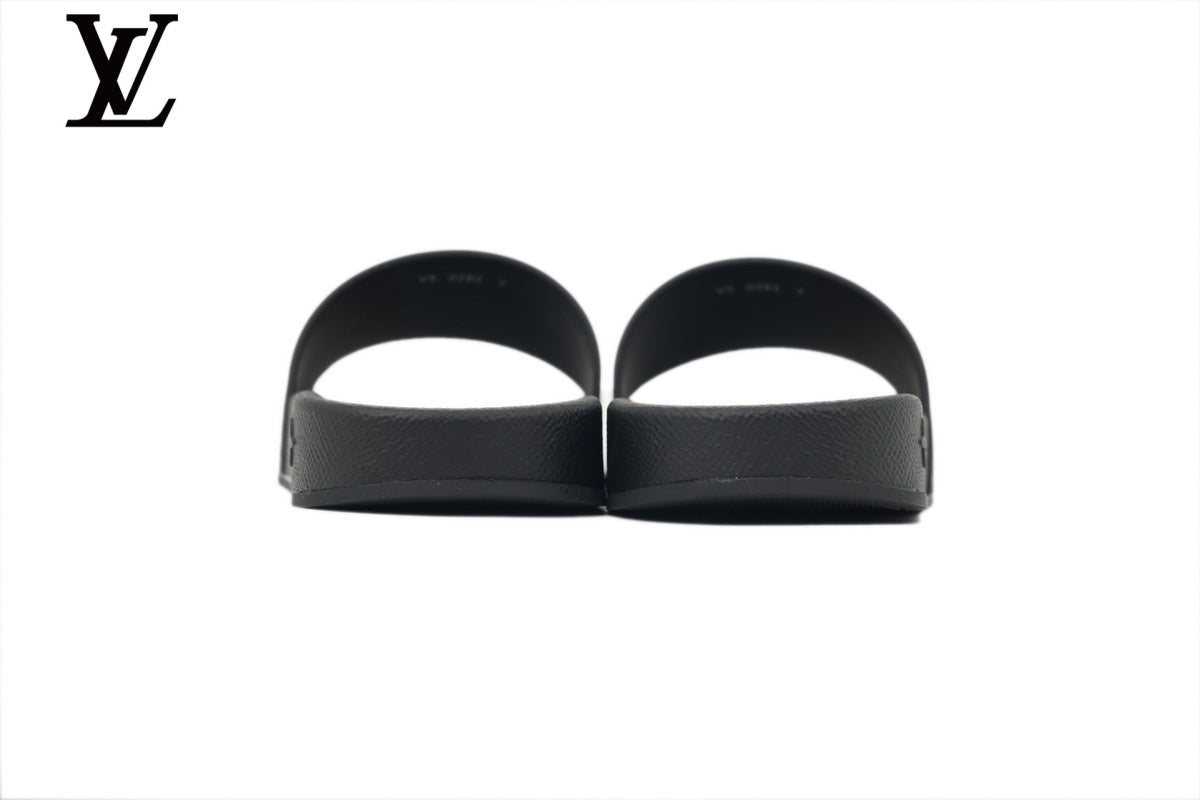 Louis Vuitton Monogram Slide Sandal – Black Canvas & Black Rubber Sole
