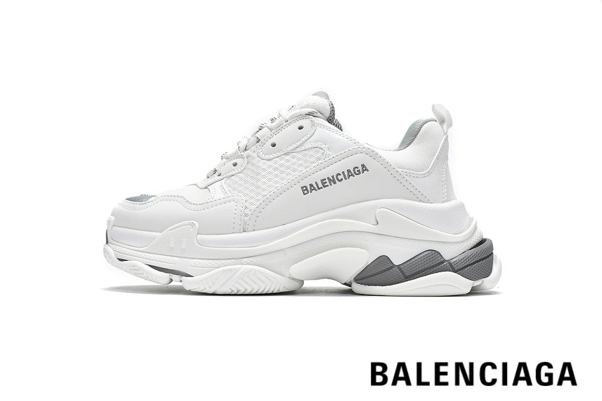 Balenciaga Triple S men's shoes  women sneakers – White & Grey
