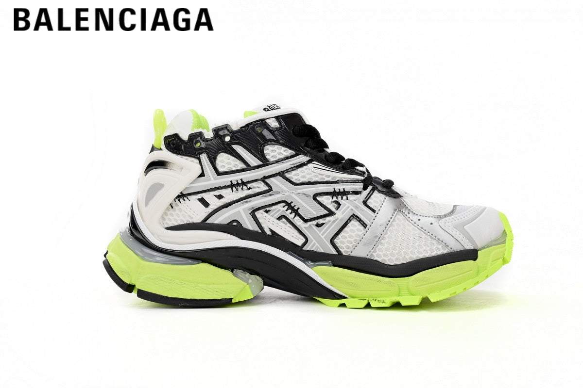 Balenciaga Runner men's shoes  women sneakers— White / Black / Fluorescent Green