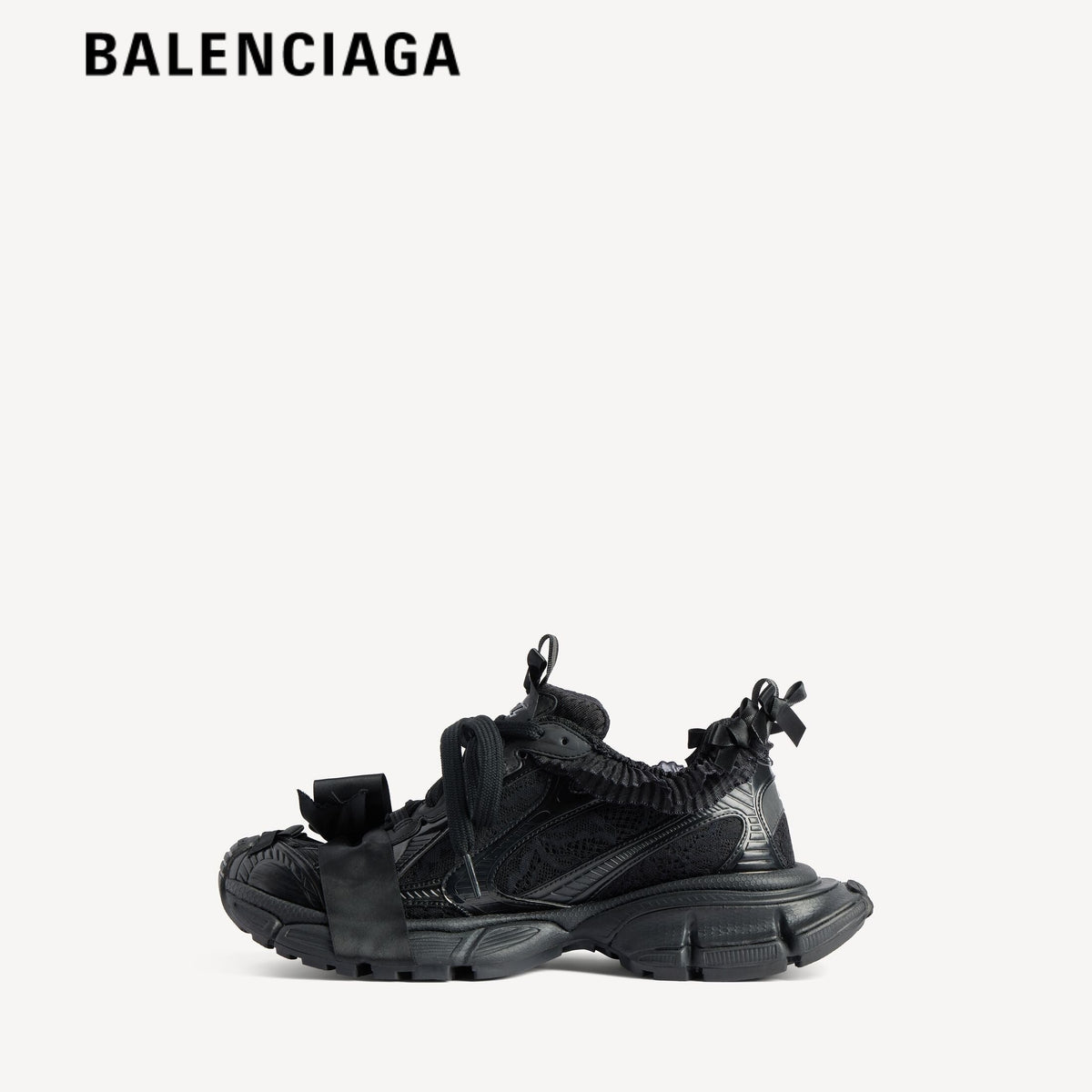 Balenciaga 3XL Ribbon men's shoes  women sneakers All Black