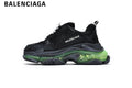 Balenciaga Triple S men's shoes  women sneakers — Black & Green, Clear Sole