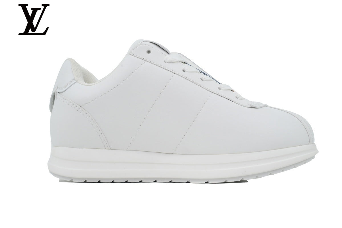 louis vuitton shoes for man  women sneakers White Leather Low-Top Sneakers
