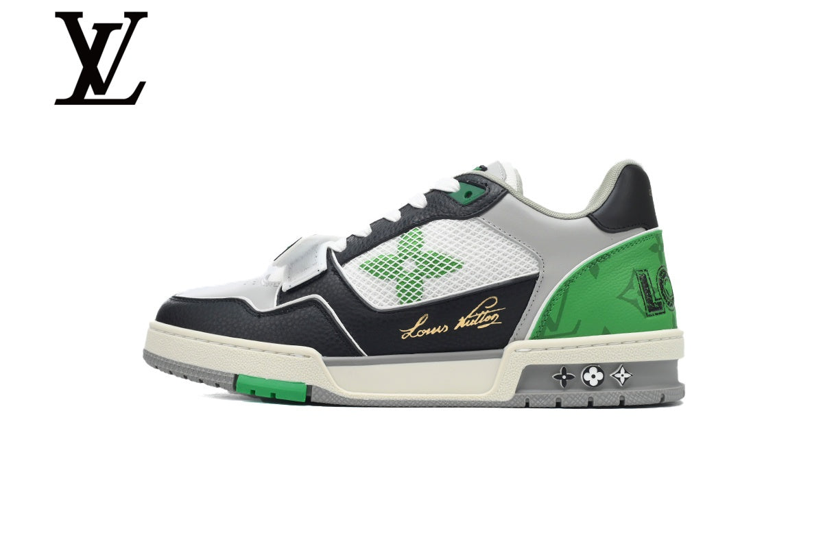 Louis Vuitton Trainer shoes for man  women Sneakers - White, Black and Green
