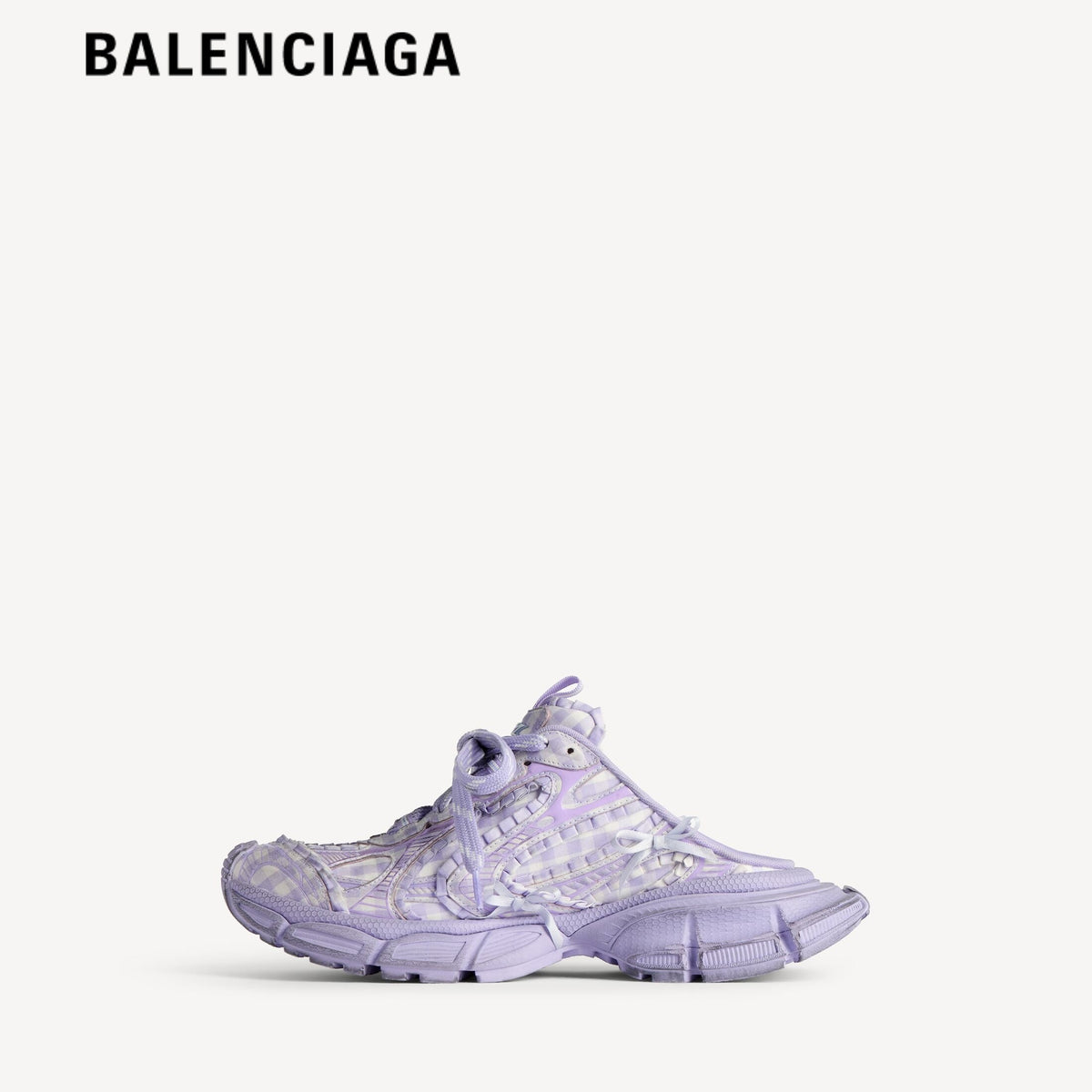 Balenciaga 3XL Check Mule Lilac men's shoes  women sneakers