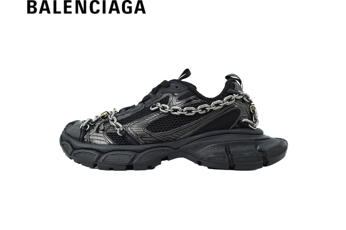 Balenciaga Runner men's shoes  women sneakers in Black with Chain Detail