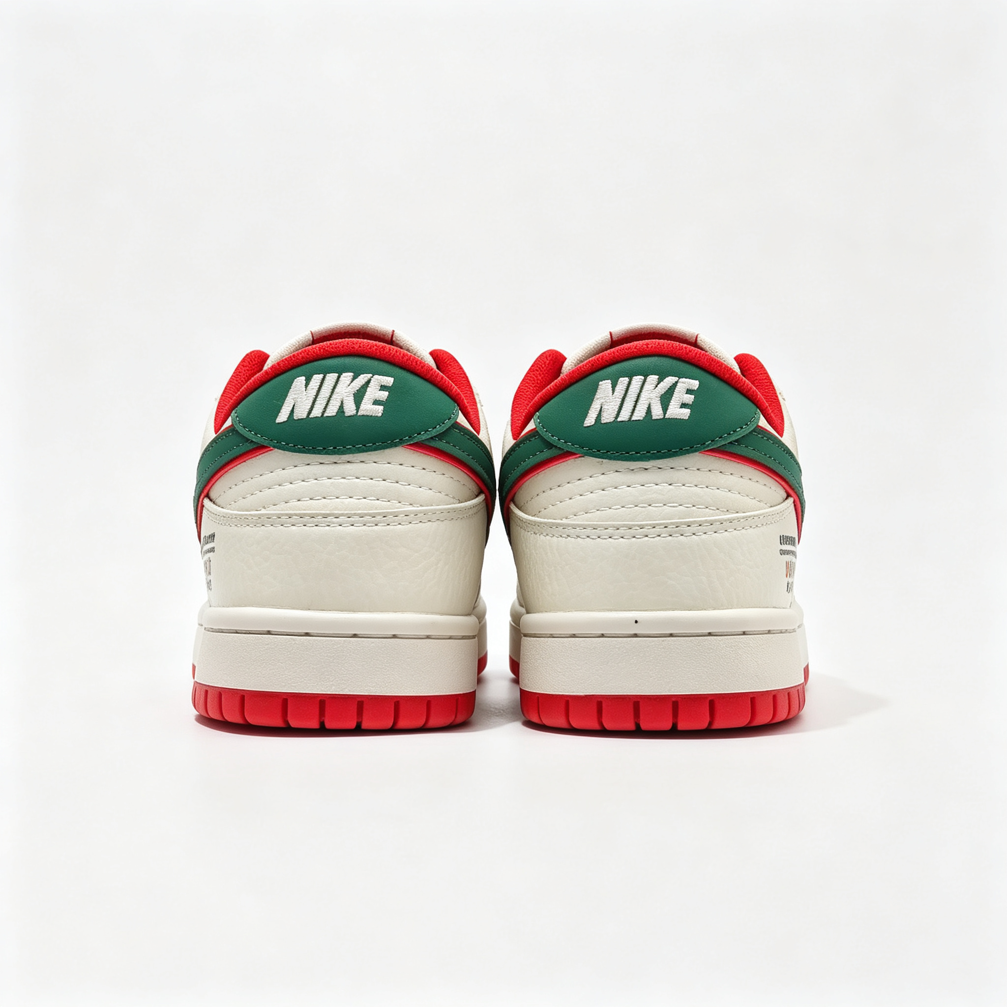 Nike Dunk Low 'World Cup' – Custom Off-White, Green Swoosh & Red Trim Sneakers