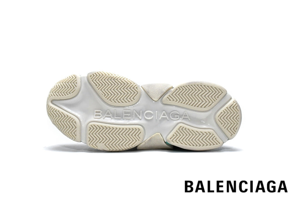 Balenciaga Triple S men's shoes  women sneakers – White & Turquoise