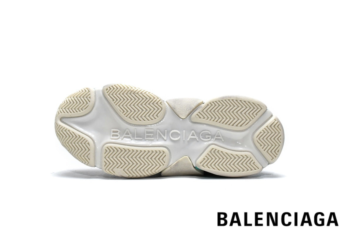 Balenciaga Triple S men's shoes  women sneakers – White & Turquoise