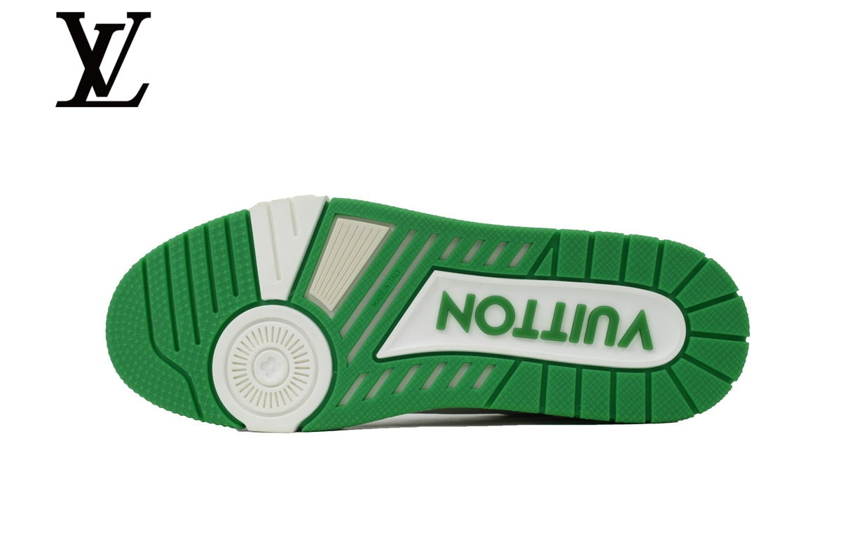 Louis Vuitton Trainer shoes for man  women Sneakers - White and Green