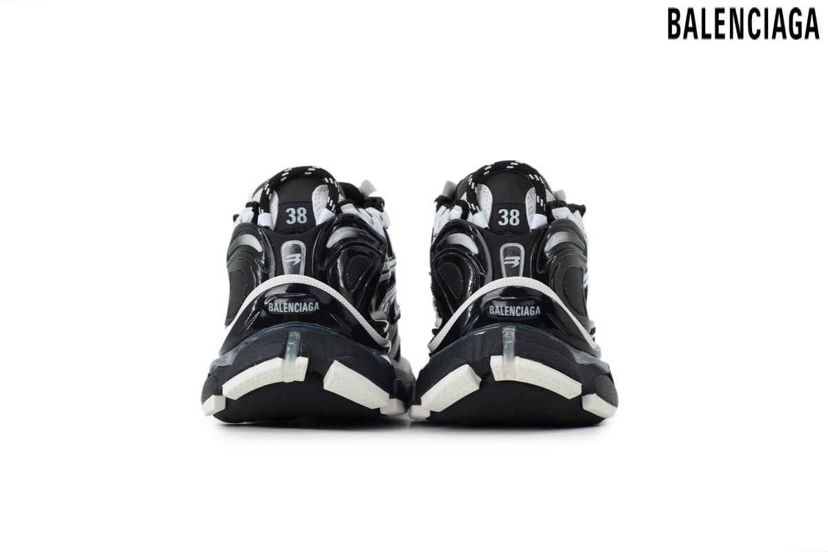 Balenciaga Runner men's shoes  women sneakers – Black & White