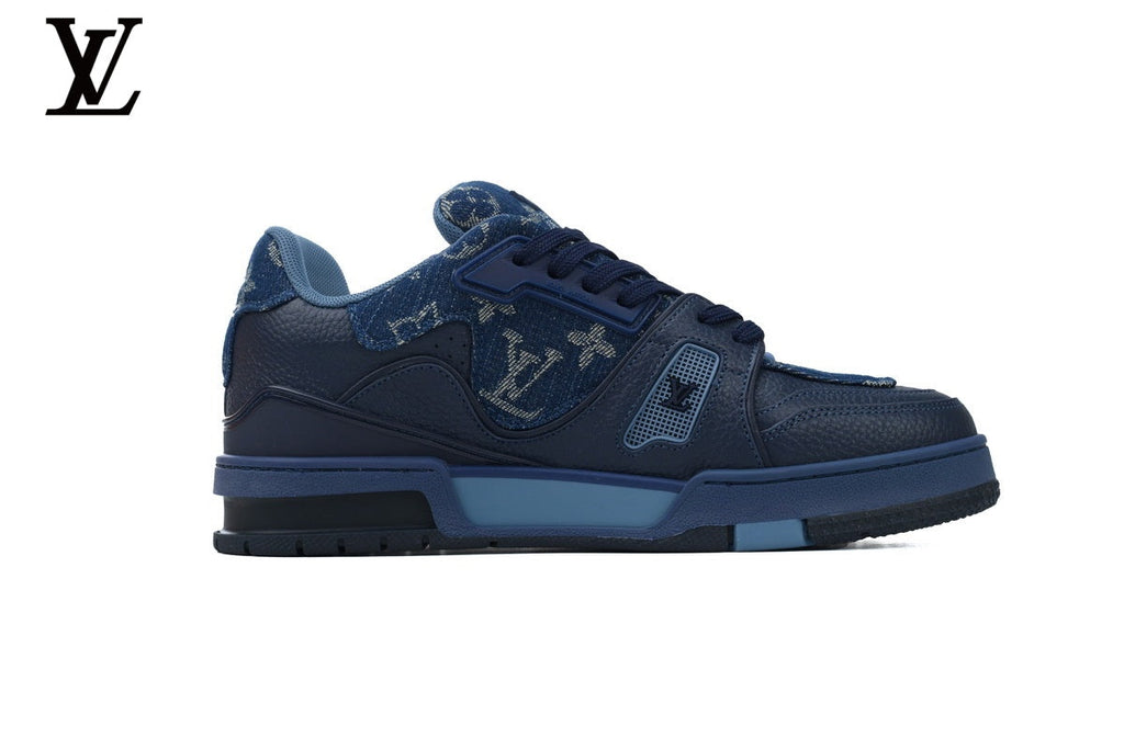 Louis Vuitton Trainer  shoes for man  women Sneaker – Navy Denim Monogram