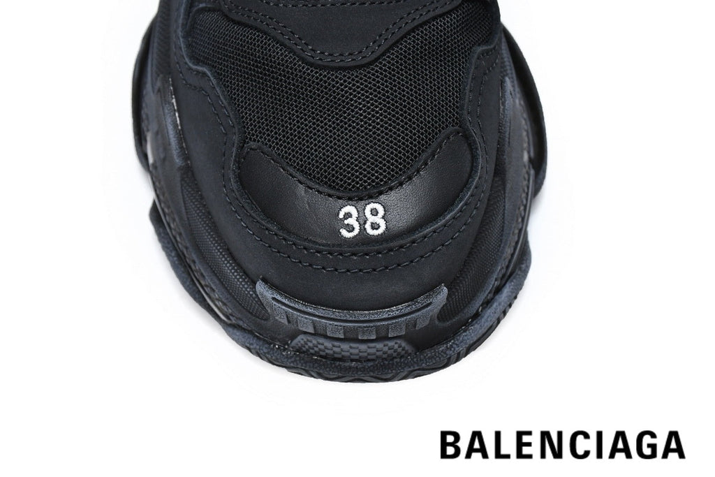 Balenciaga Triple S men's shoes  women sneakers – All Black