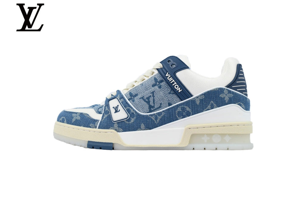 Louis Vuitton Trainer  shoes for man  women Sneaker – Blue Denim Monogram