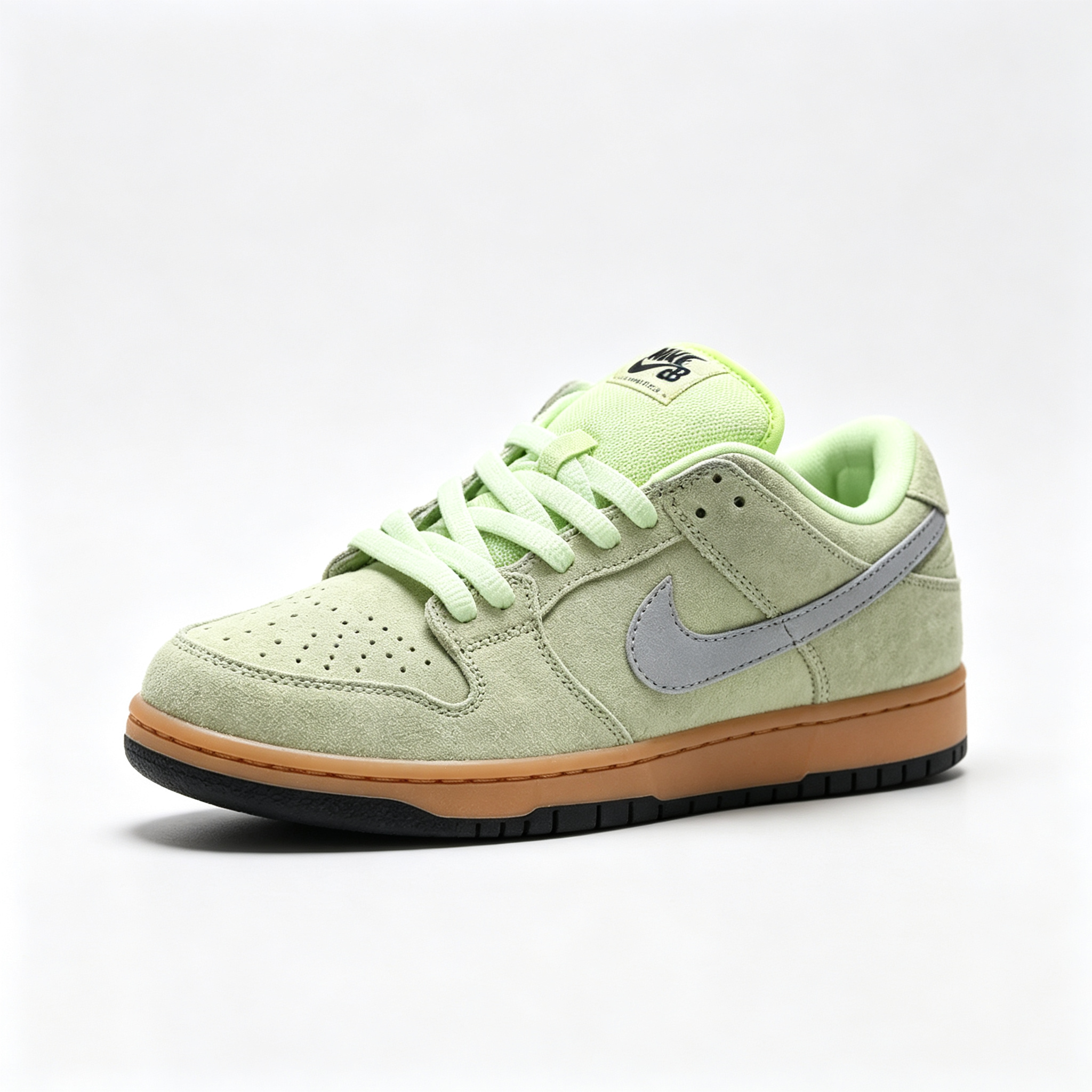 Nike Dunk Low — Pale Lime Green Suede / Gum Bottom