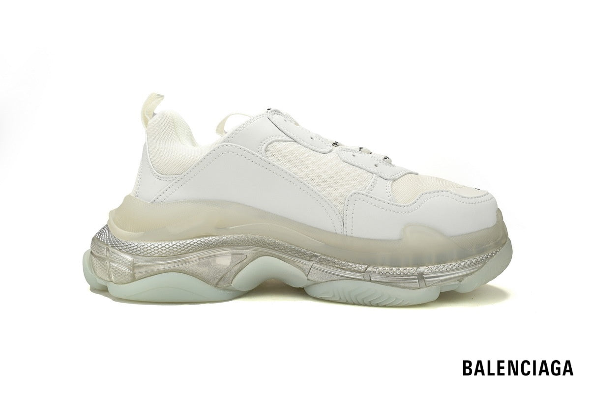 Balenciaga Triple S men's shoes  women sneakers – White & Clear Sole