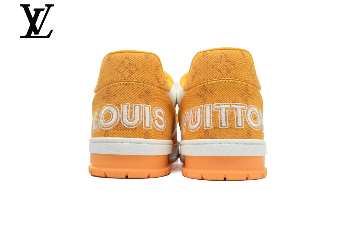 Louis Vuitton Trainer shoes for man  women Sneakers – Orange & White