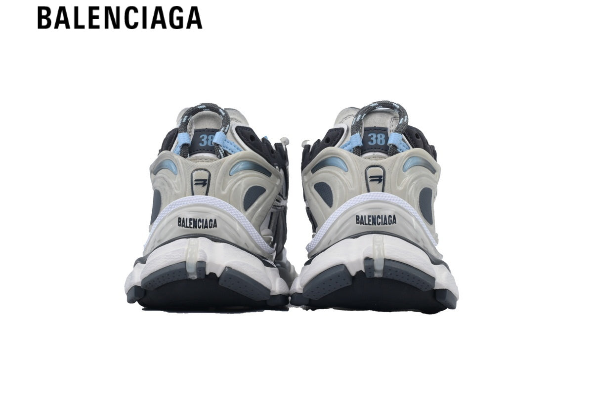 Balenciaga Runner Sneaker — White Mesh, Pink & Neon Yellow Gradient Overlays