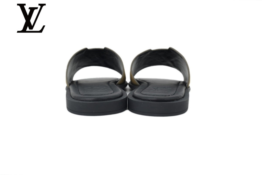 louis vuitton shoes for man  women Khaki Suede-Look Slides | Sizes 35–46