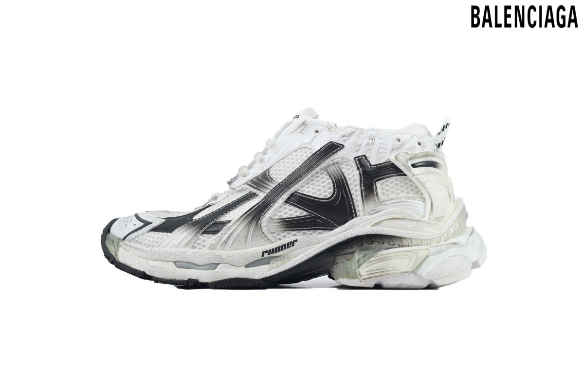 Balenciaga Runner men's shoes  women sneakers – White & Black