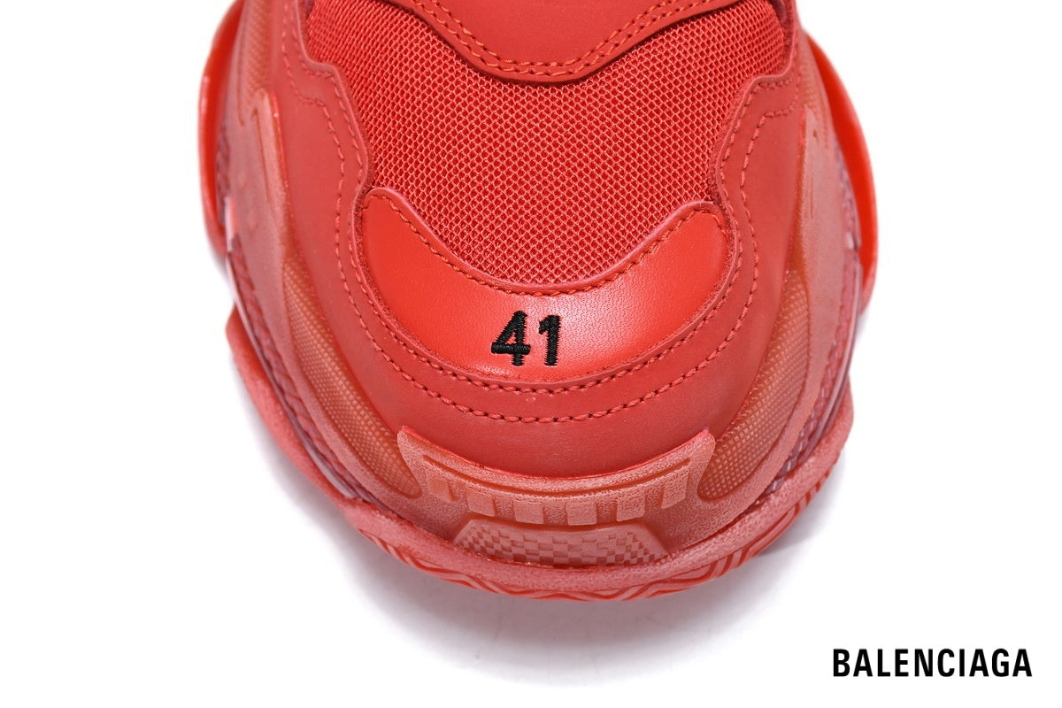 Balenciaga Triple S men's shoes  women sneakers – Red & Clear Sole
