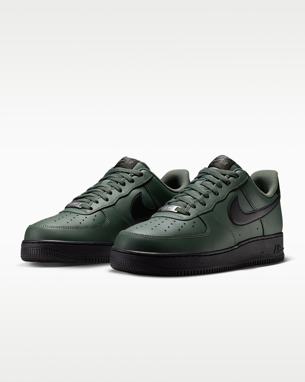 Nike Air Force 1 '07 Dark Green Black Swoosh Sneakers