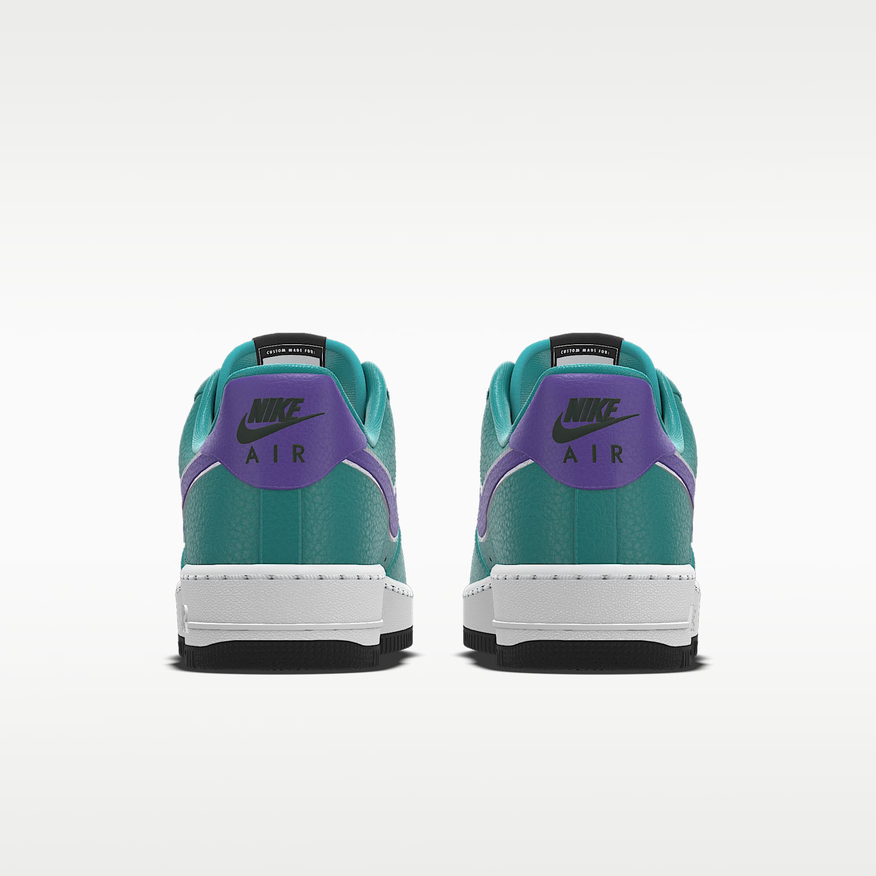 Nike Air Force 1 '07 Teal Purple Silver Outline Swoosh Sneakers