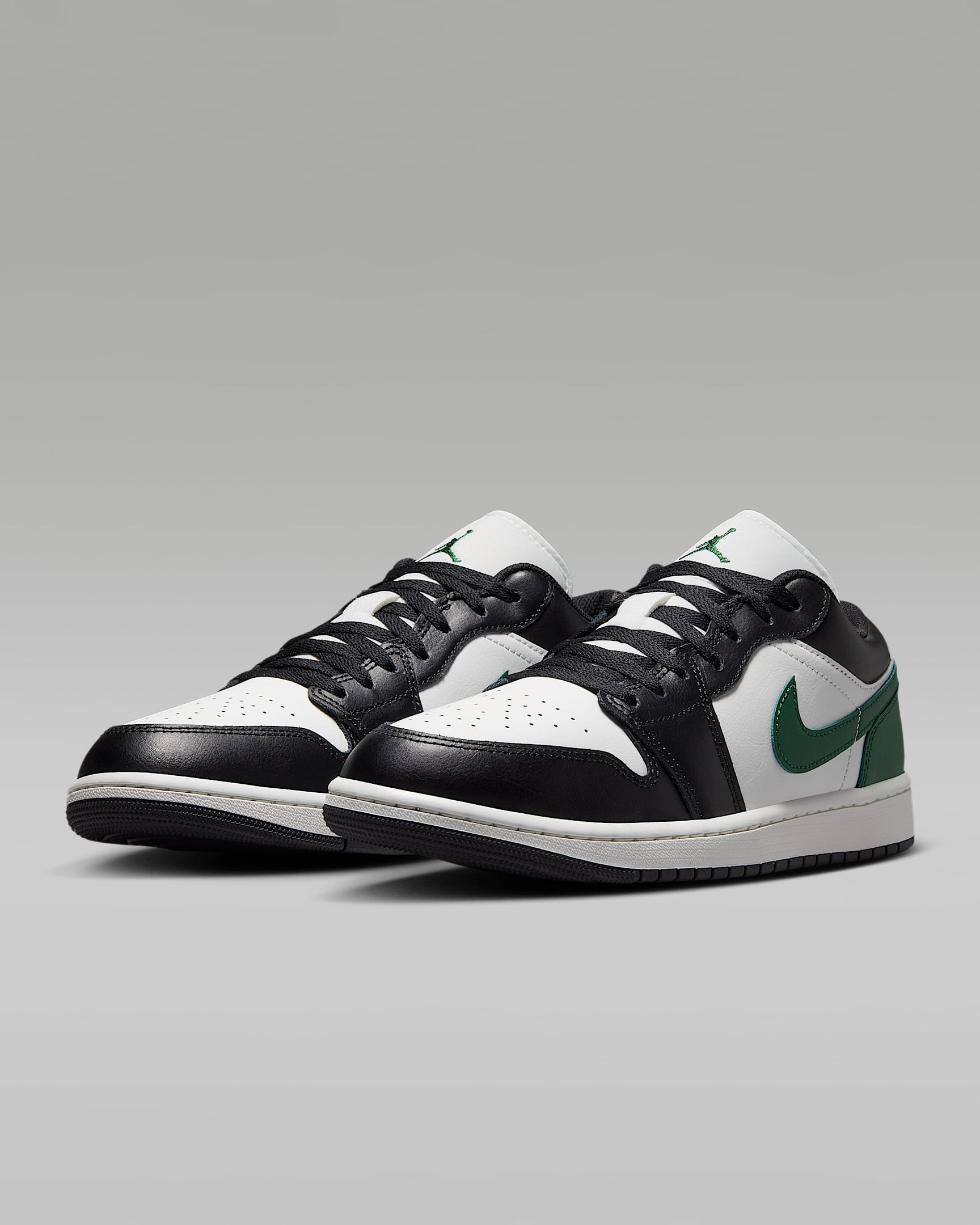 Air Jordan 1 Low White Black and Pine Green Sneakers