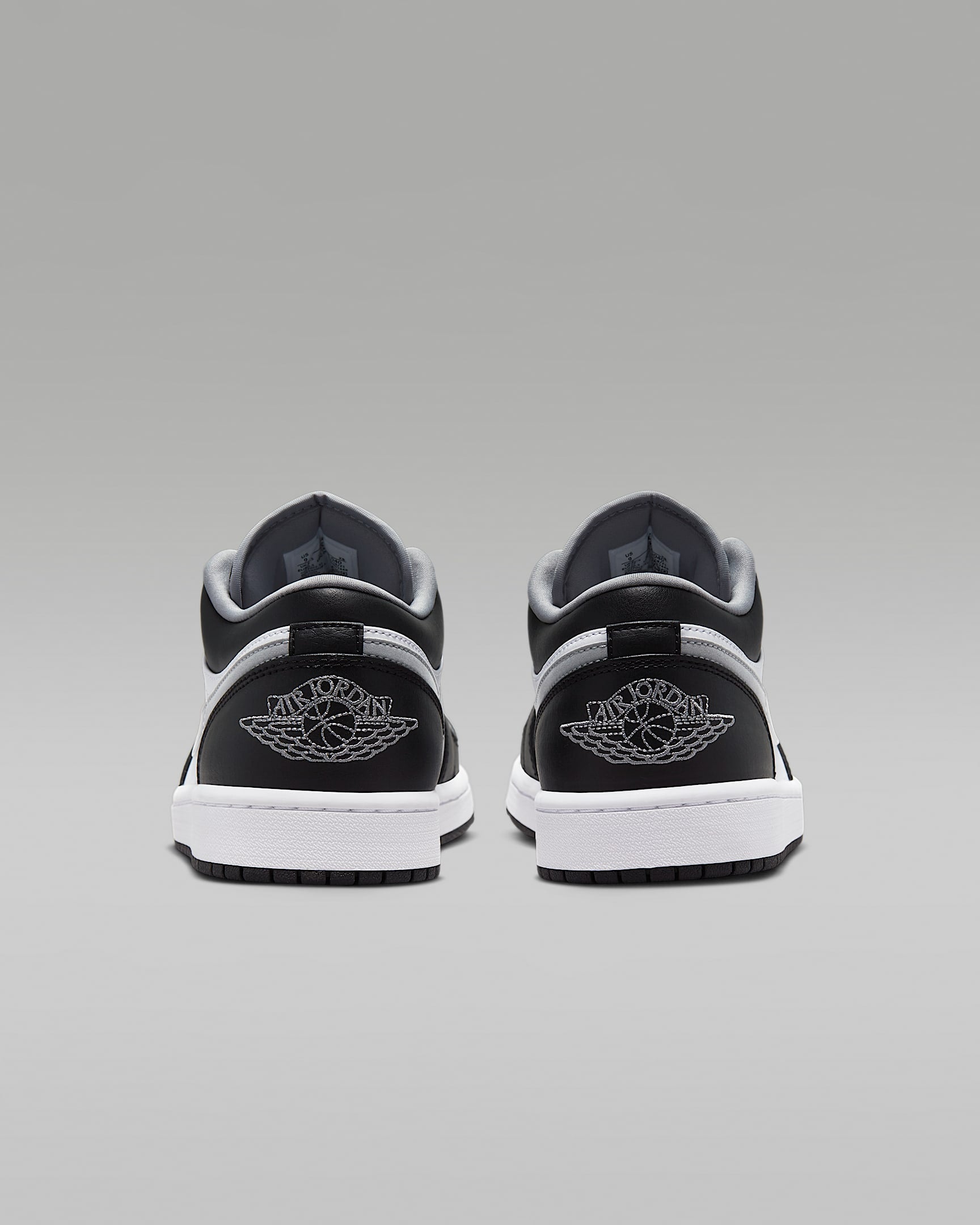 Air Jordan 1 Low OG Black White Grey Swoosh Leather Sneakers