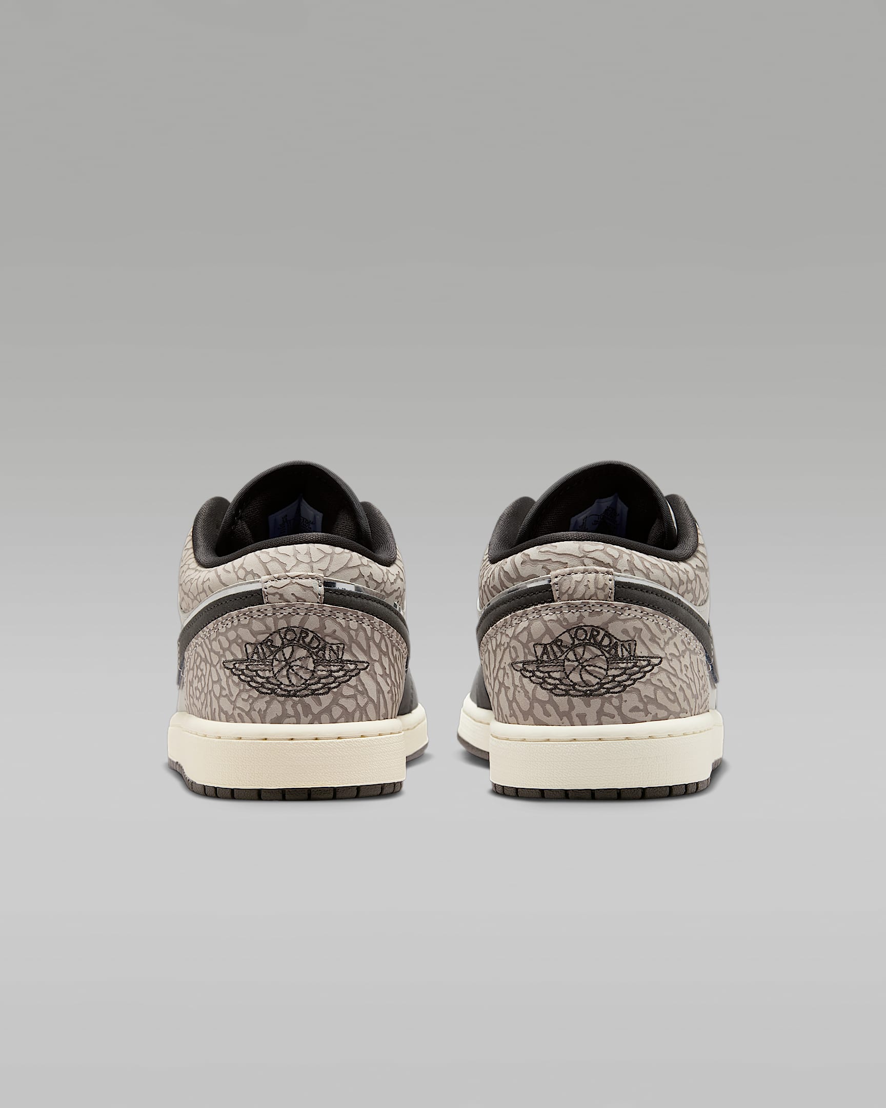Air Jordan 1 Low Sail Dark Grey Elephant Print Mixed-Material Sneakers
